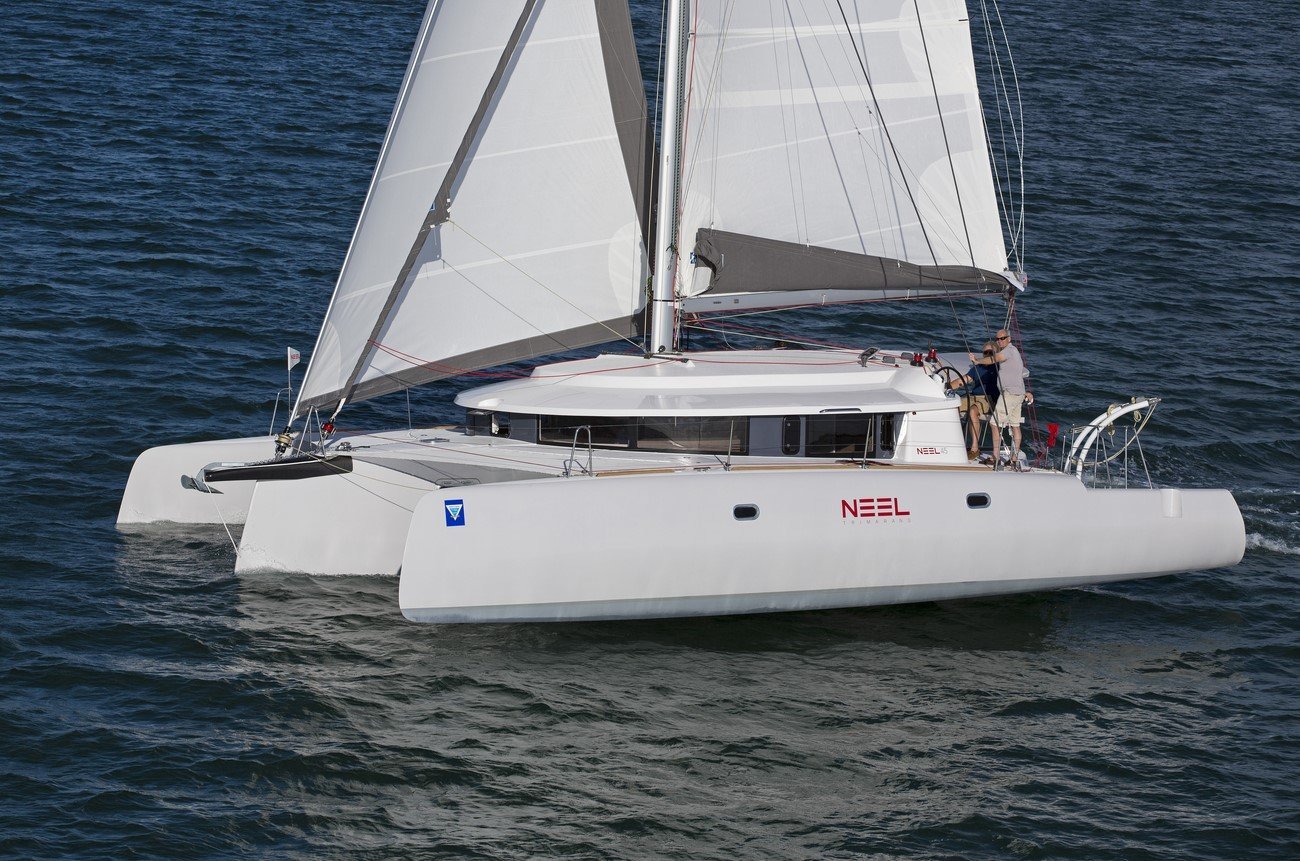 Neel trimaran sailing in Miami, FL.